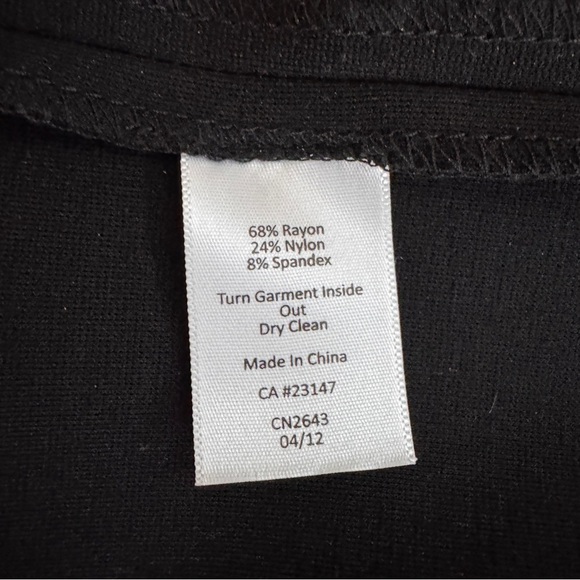 Talbots Black Long Sleeve Pleated Front Midi Shift Womens Size 12 - Picture 13 of 13